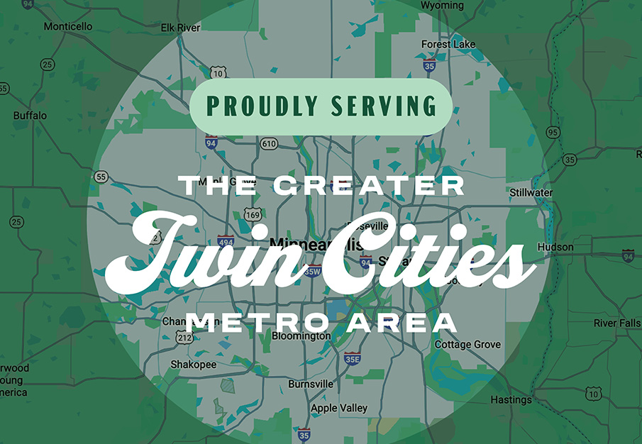 Map showing Bressler&rsquo;s HVAC proudly serving the greater Twin Cities metro area